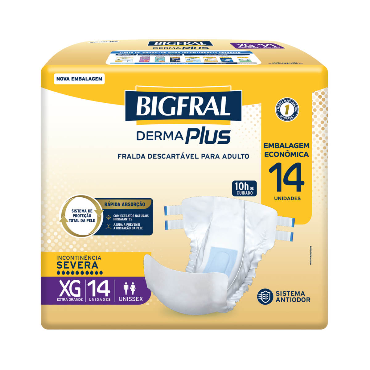 Fralda Adulto Bigfral Derma Plus XG 14 Unidades