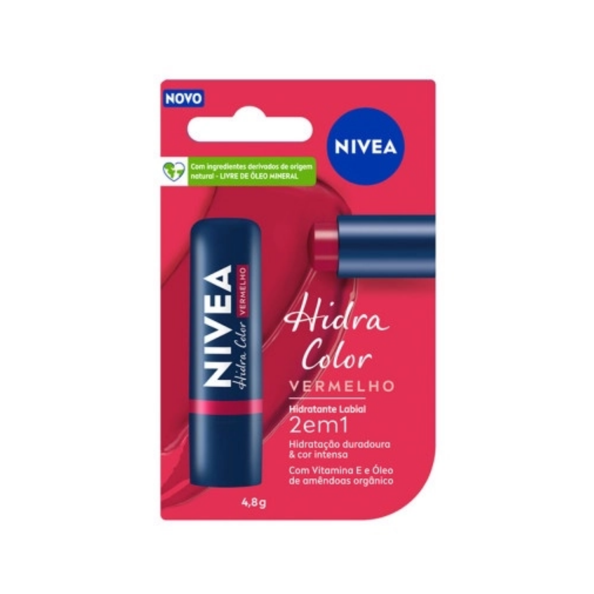 Hidratante Labial Hidra Color 2 Em 1 Vermelho Nivea 4,8g