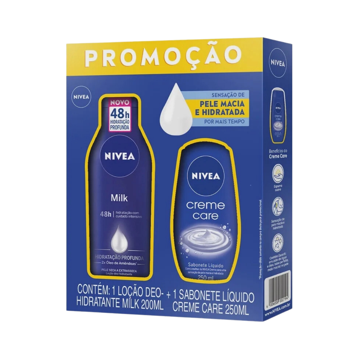Kit Pele Seca A Extrasseca Nivea Locao Hidratante Milk 200ml + Sabonete Liquido Creme Care 250ml
