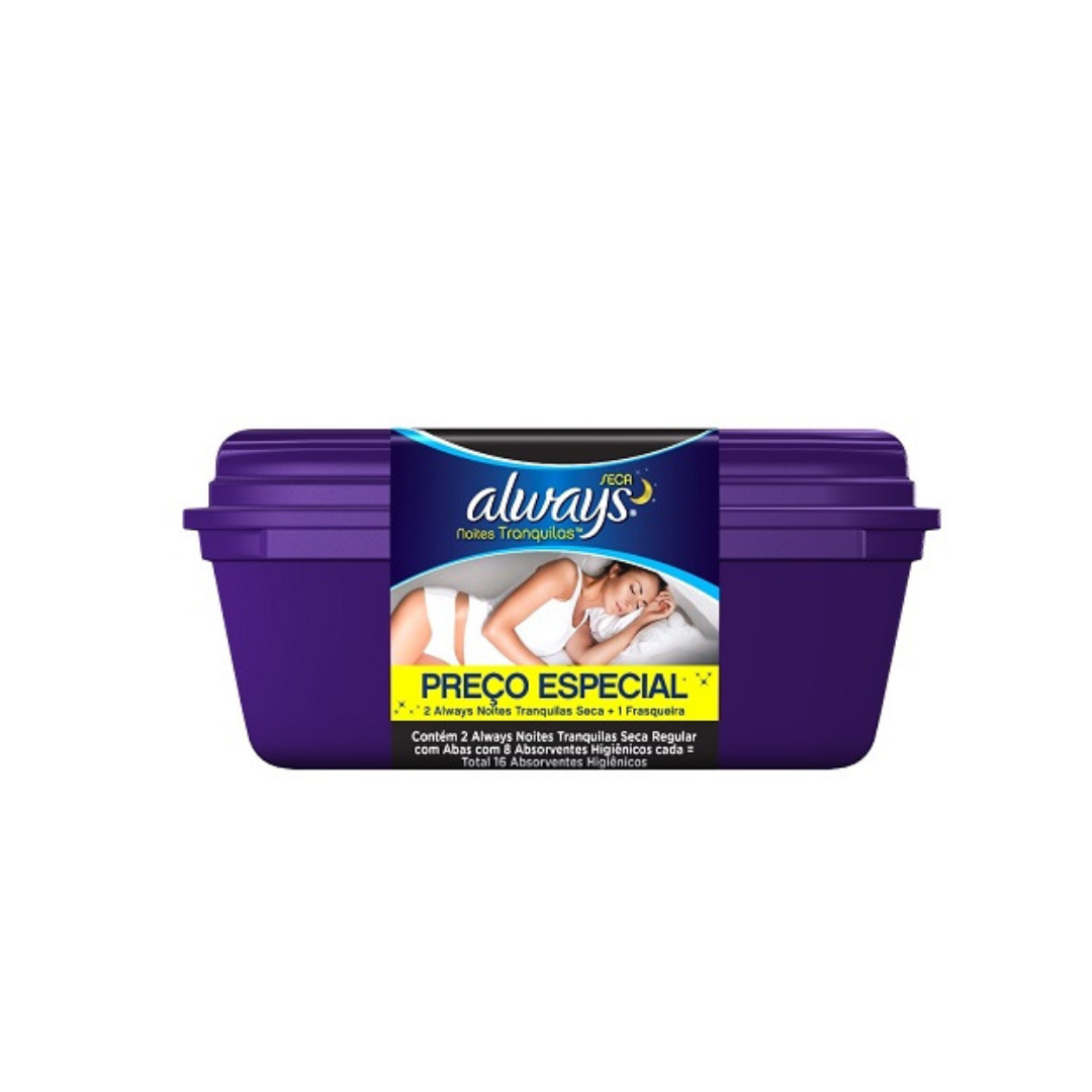 Absorvente Always Noites Tranquilas Seca, Com Abas, Leve 32 Pague 28