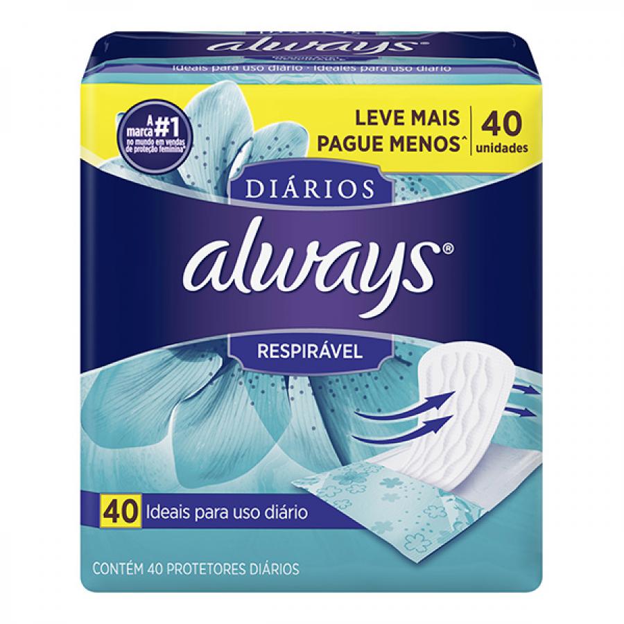 ABS ALWAYS PROT DIARIA RESPIRAVEL 40UN