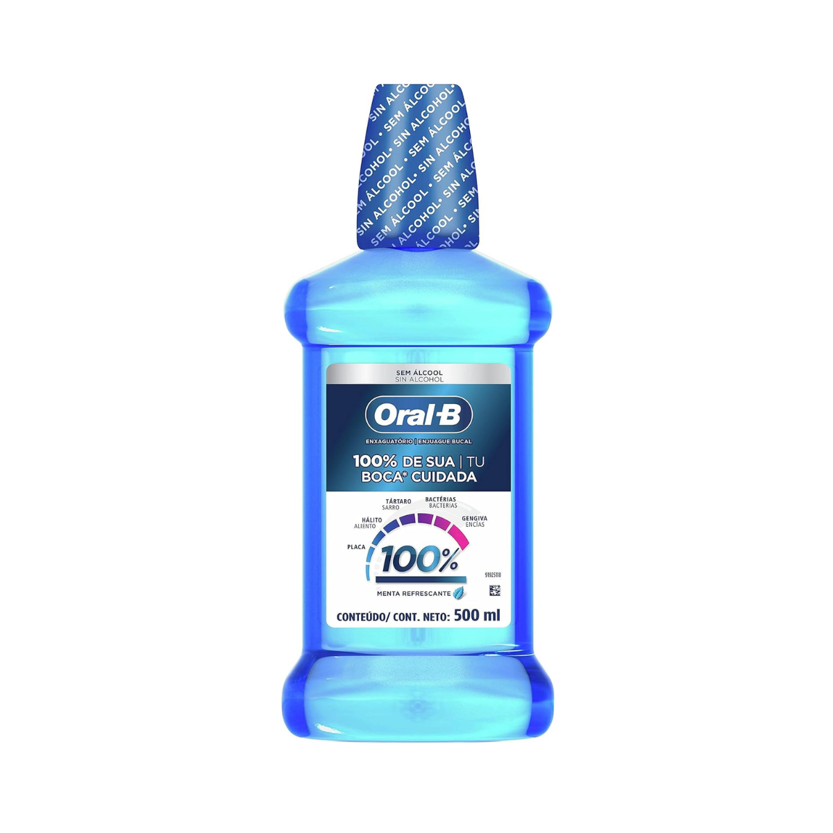 Enxaguante Bucal Oral-B 100% de Sua Boca Cuidada menta refrescante,500mL