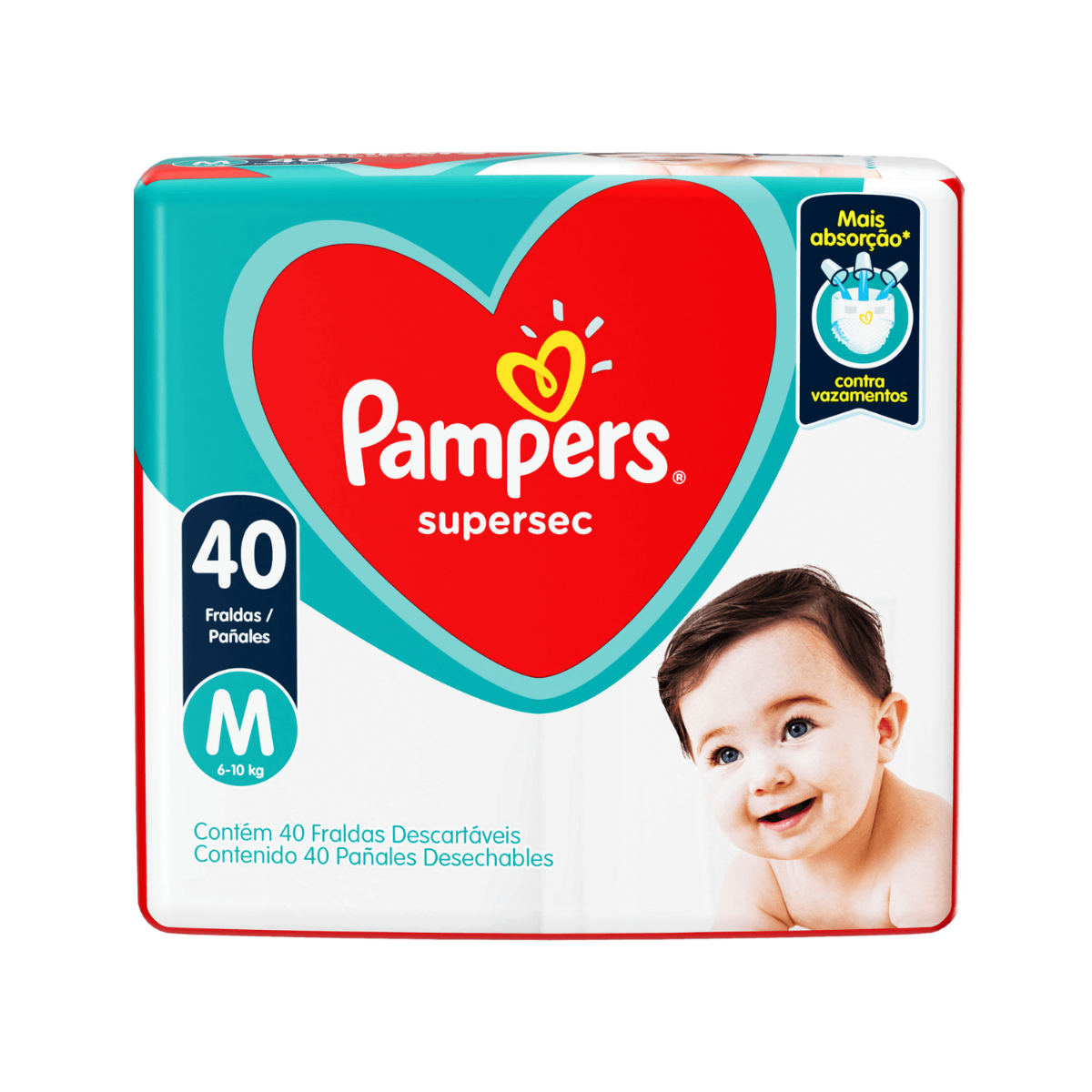 Fralda Descartavel Supersec M Pampers 40 Unidades