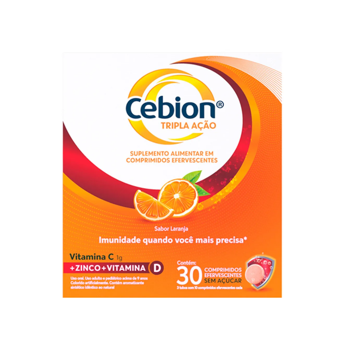 Vitamina C Efervescente Sabor Laranja Cebion 30 Comprimidos