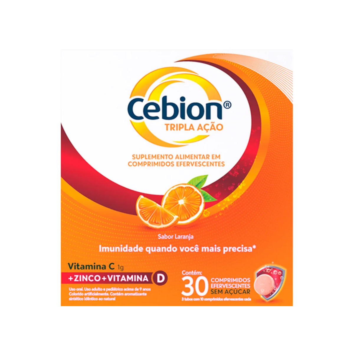 Vitamina C Efervescente Laranja Cebion 1g 30 Comprimidos