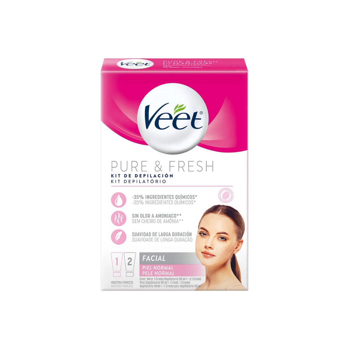 Kit de Depilação Facial Veet Pure & Fresh Creme 50Ml + Creme Pós-Depilatório 50Ml