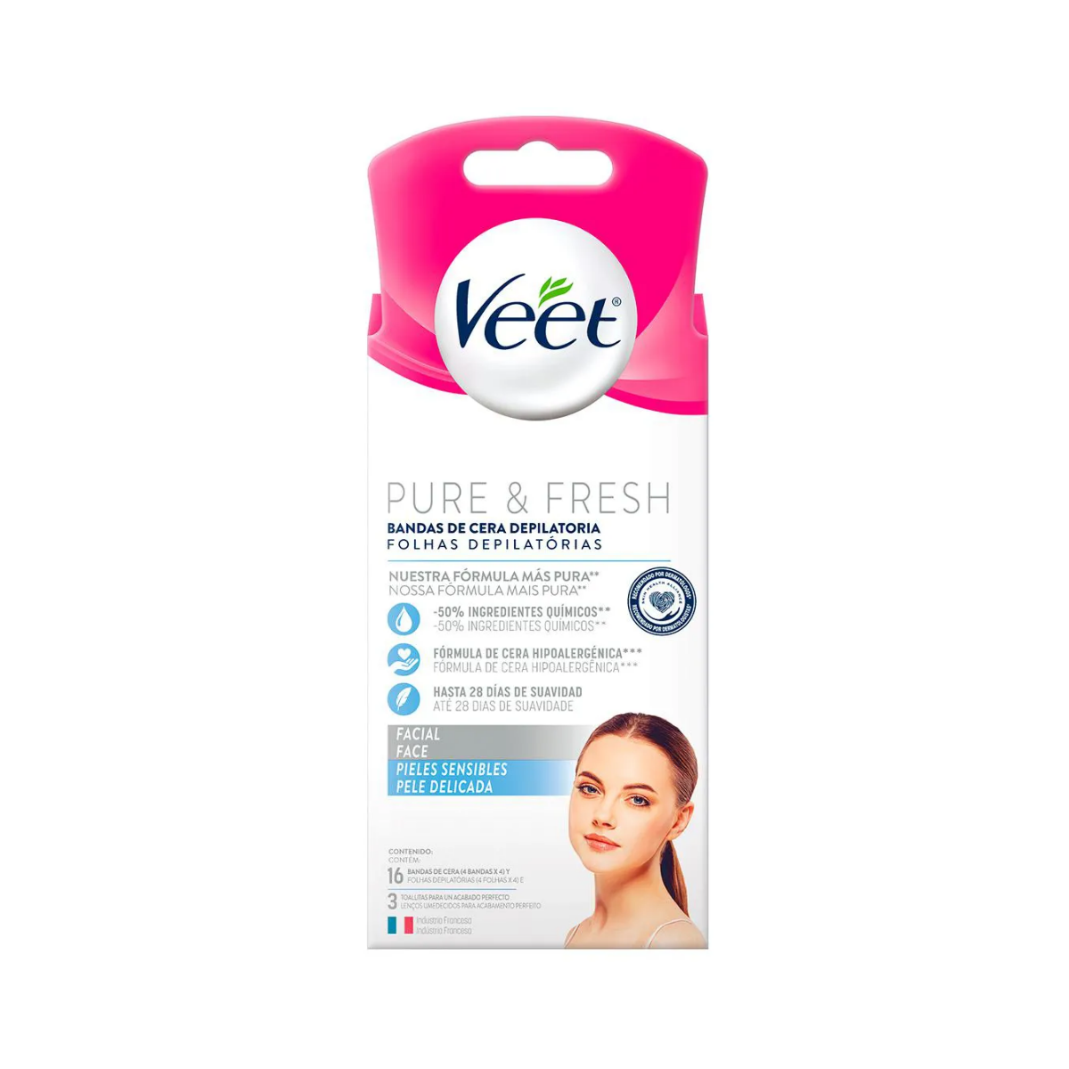 Folha Depilatoria Facial Veet Pure & Fresh 16 Unidades