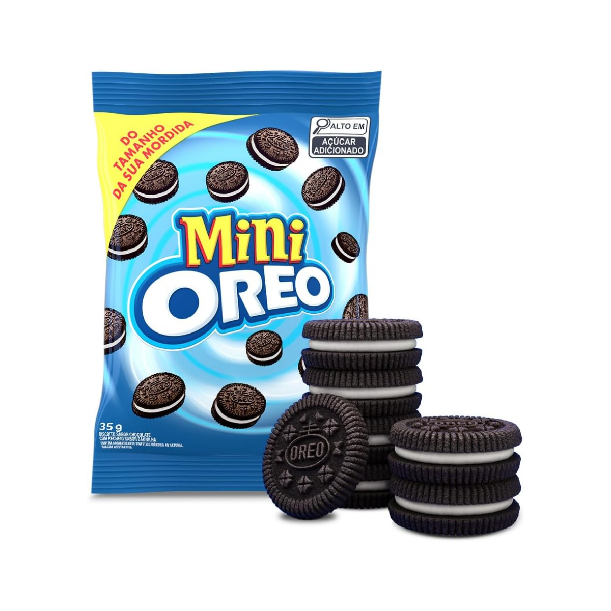 Mini Biscoito Chocolate Recheio Baunilha Oreo Pacote 35g