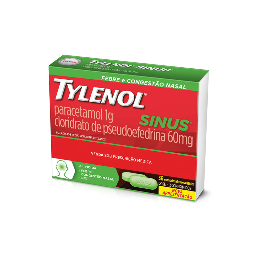 Tylenol Sinus 500mg + 30mg com 36 comprimidos