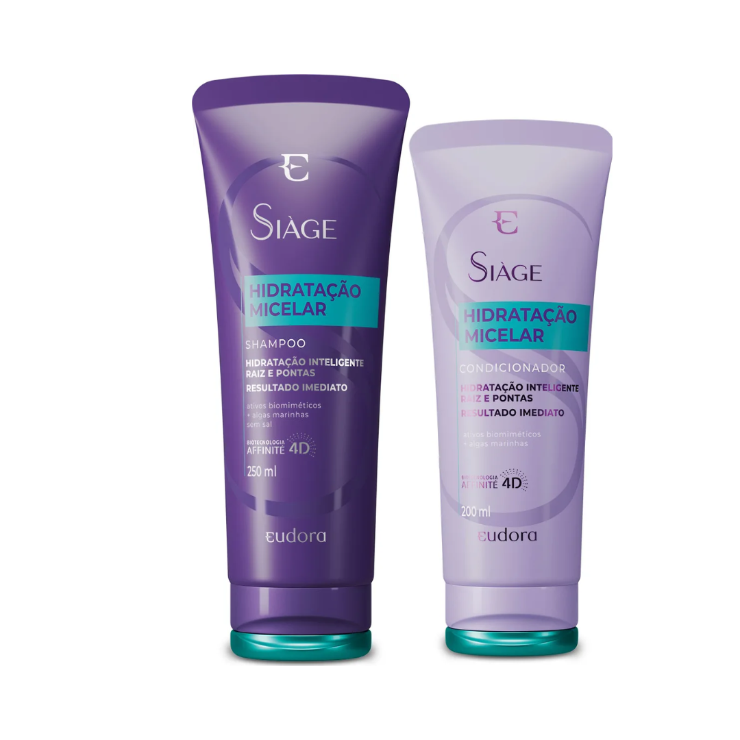 Kit Siage Hidratacao Micelar Eudora shampoo 250mL + condicionador 200mL
