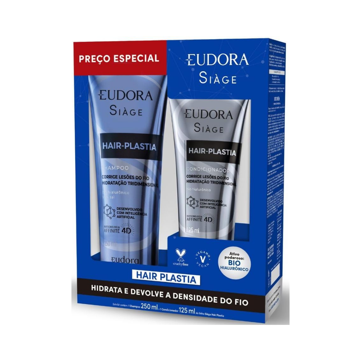 Kit Siàge Hair-Plastia Eudora Shampoo 250ml + Condicionador 125ml