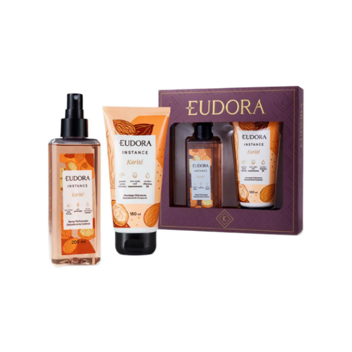 Kit Instance Karite Eudora: Locao Corporal 180ml + Spray Corporal 200ml