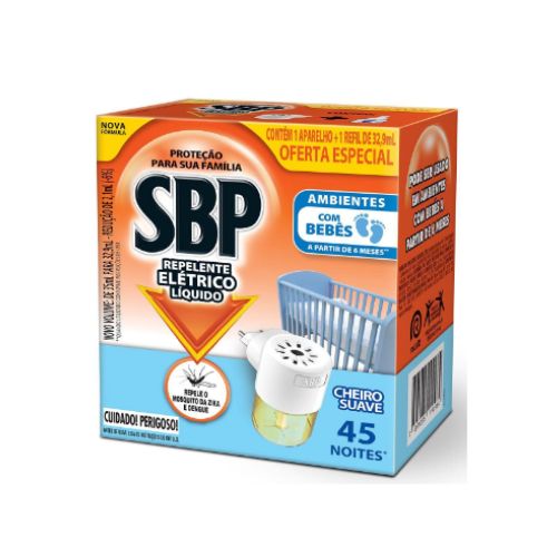 Kit SBP Repelente Aparelho Eletrico + Refil Liquido 45 Noites 35ml