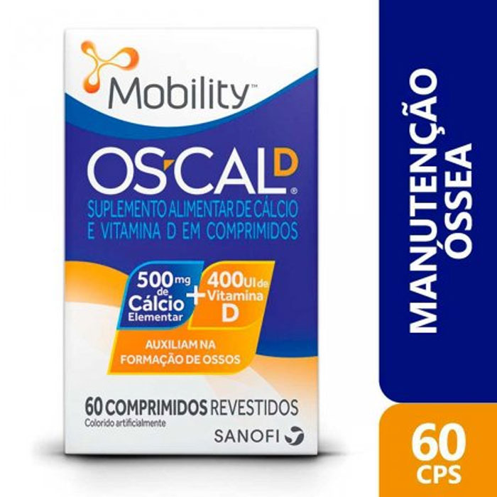 Cálcio 500mg + Vitamina D 400UI Mobility Os-Cal D 60 comprimidos