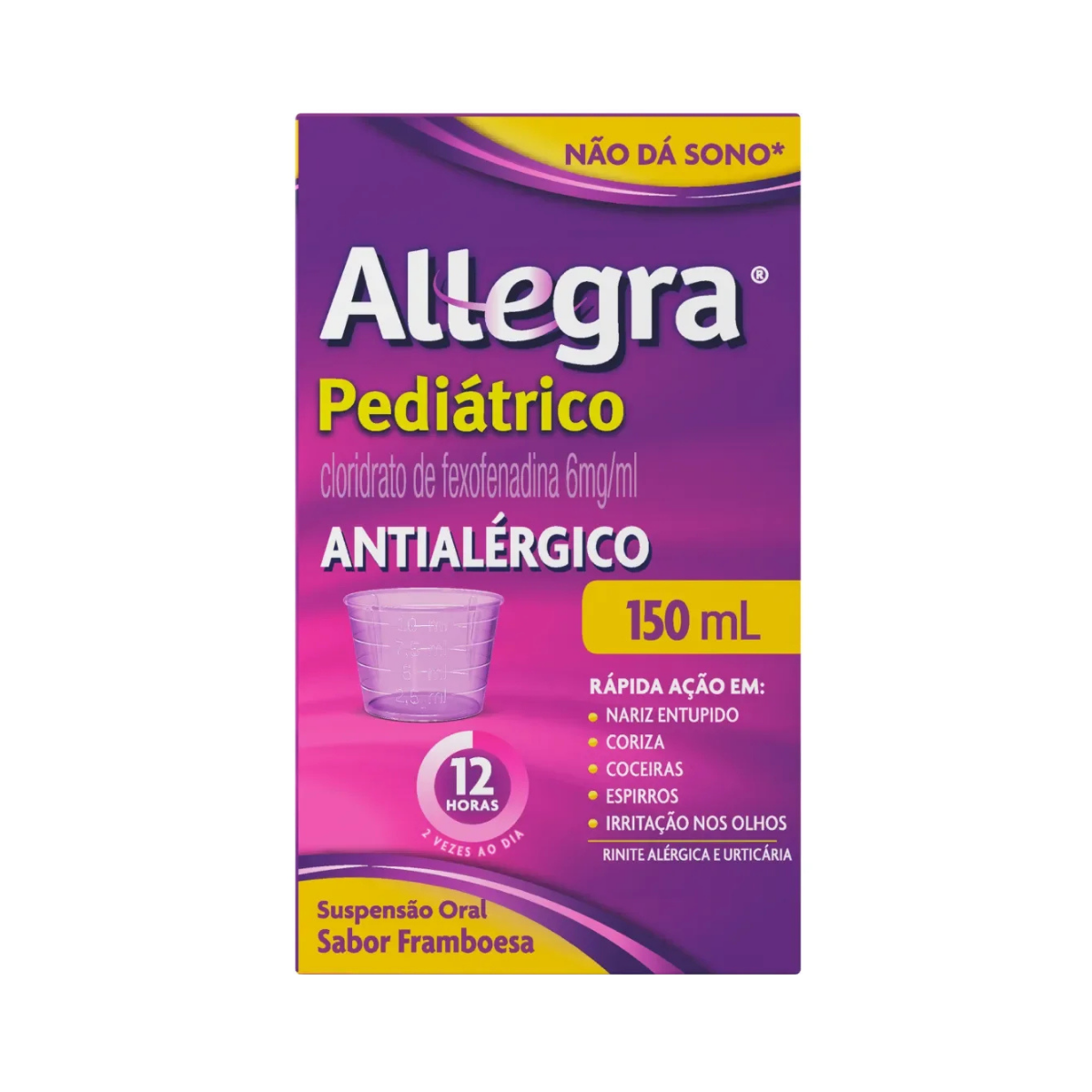 Allegra 6mg/mL Caixa 1 Frasco  150mL De Suspensao De Uso oral Sabor Framboesa + Copo Dosador