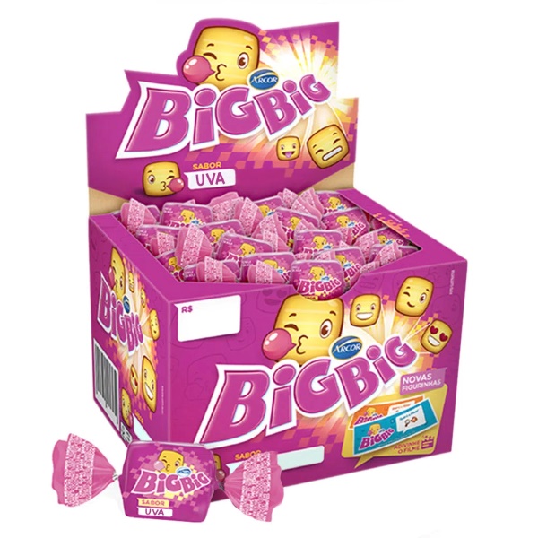 Chiclete Big Big Uva Caixa com 100 Unidades
