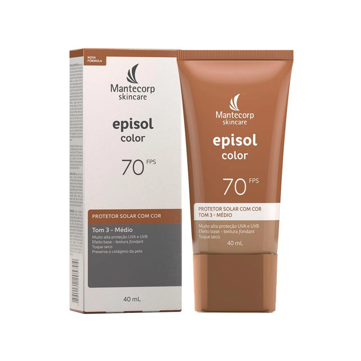 Protetor Solar Facial Episol Color FPS70 Tom 3 Medio  40Ml