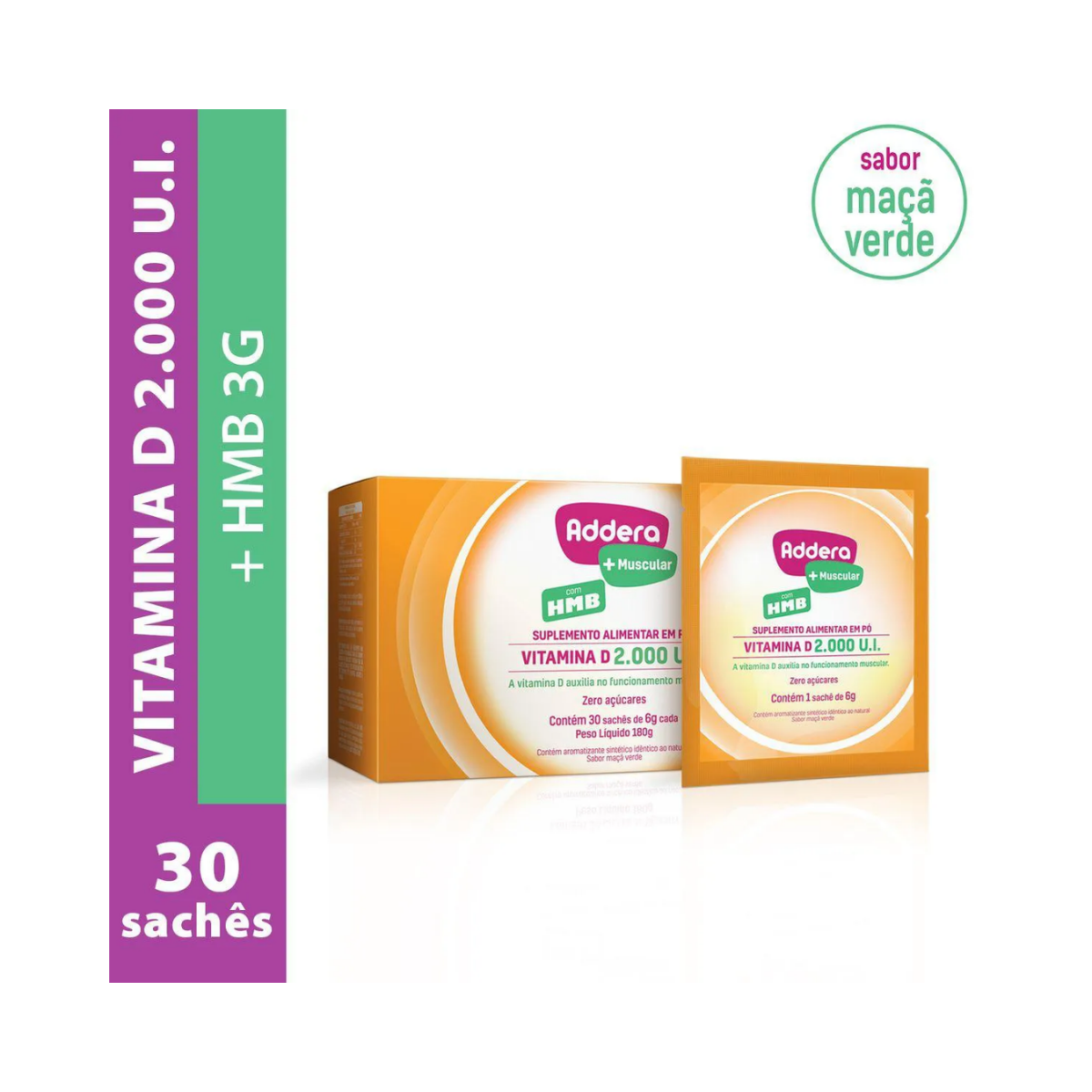 Vitamina D 2.000 UI Addera +Muscular em Pó 30 Sachês