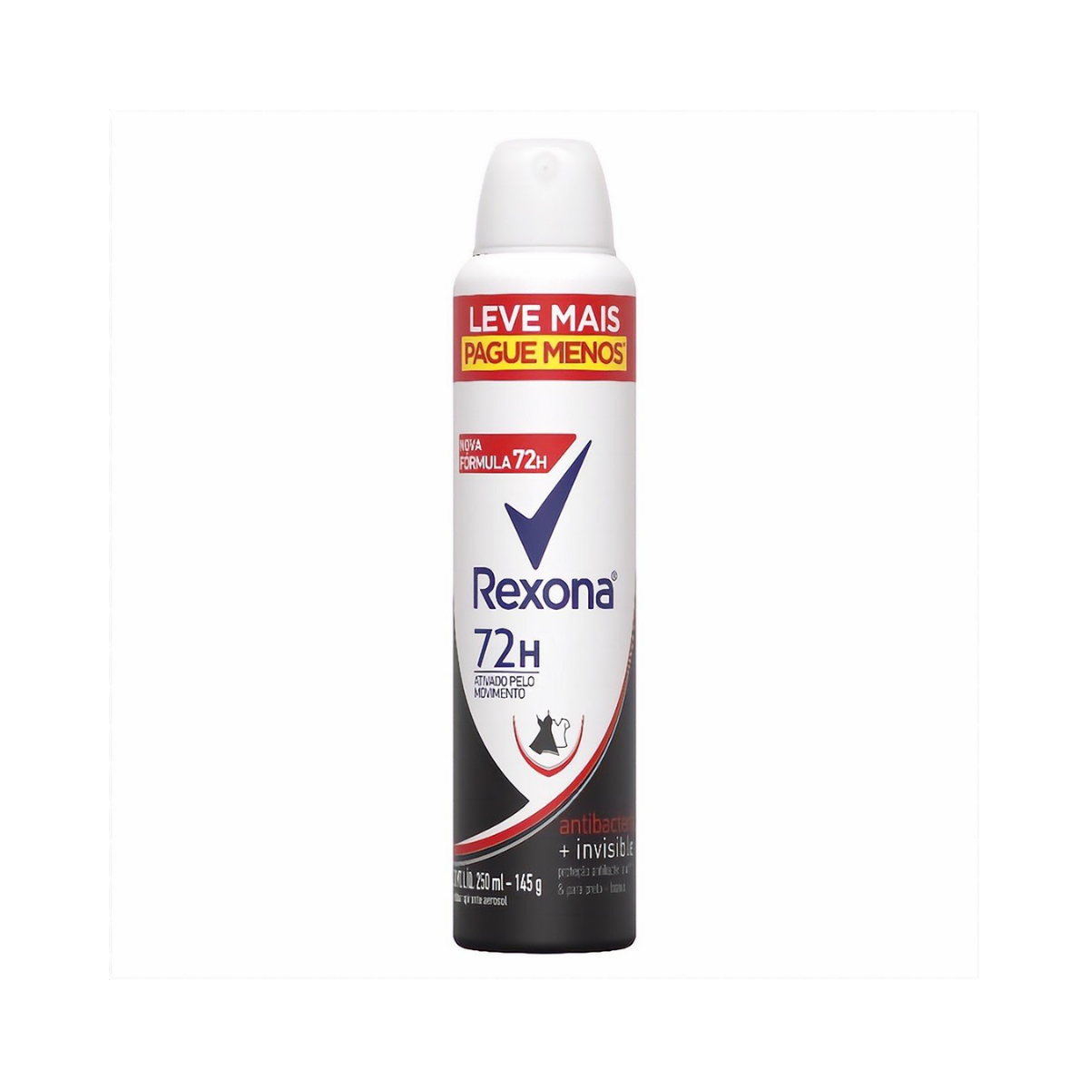 Desodorante Antitranspirante Feminino Rexona Motionsense antibacterial + invisible, aerossol,250mL