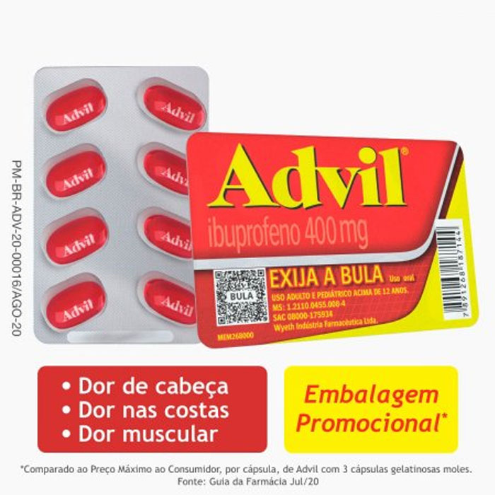 Advil 400mg 8 cápsulas moles