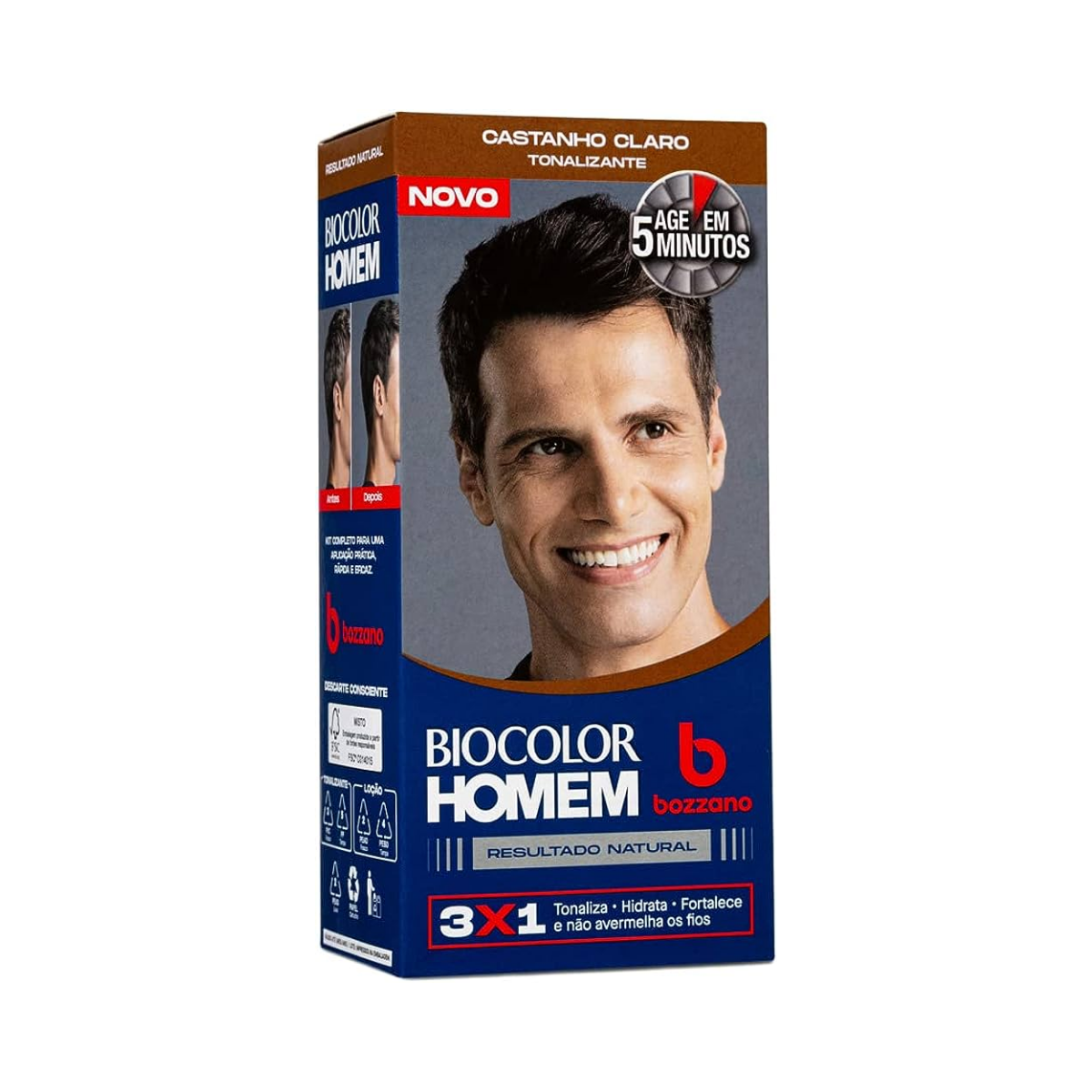 Tonalizante Bozzano Biocolor Homem Castanho Claro