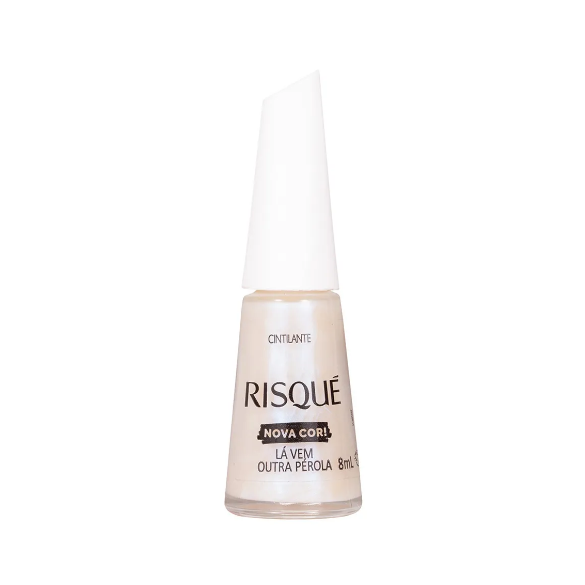 Esmalte Branco Lá Vem Outra Pérola Cintilante Risqué 8ml