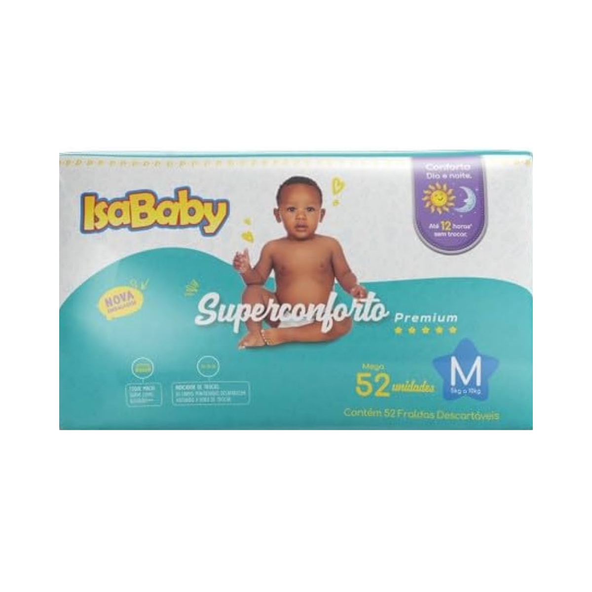 Fralda IsaBaby Premium M, pacote com 52 unidades
