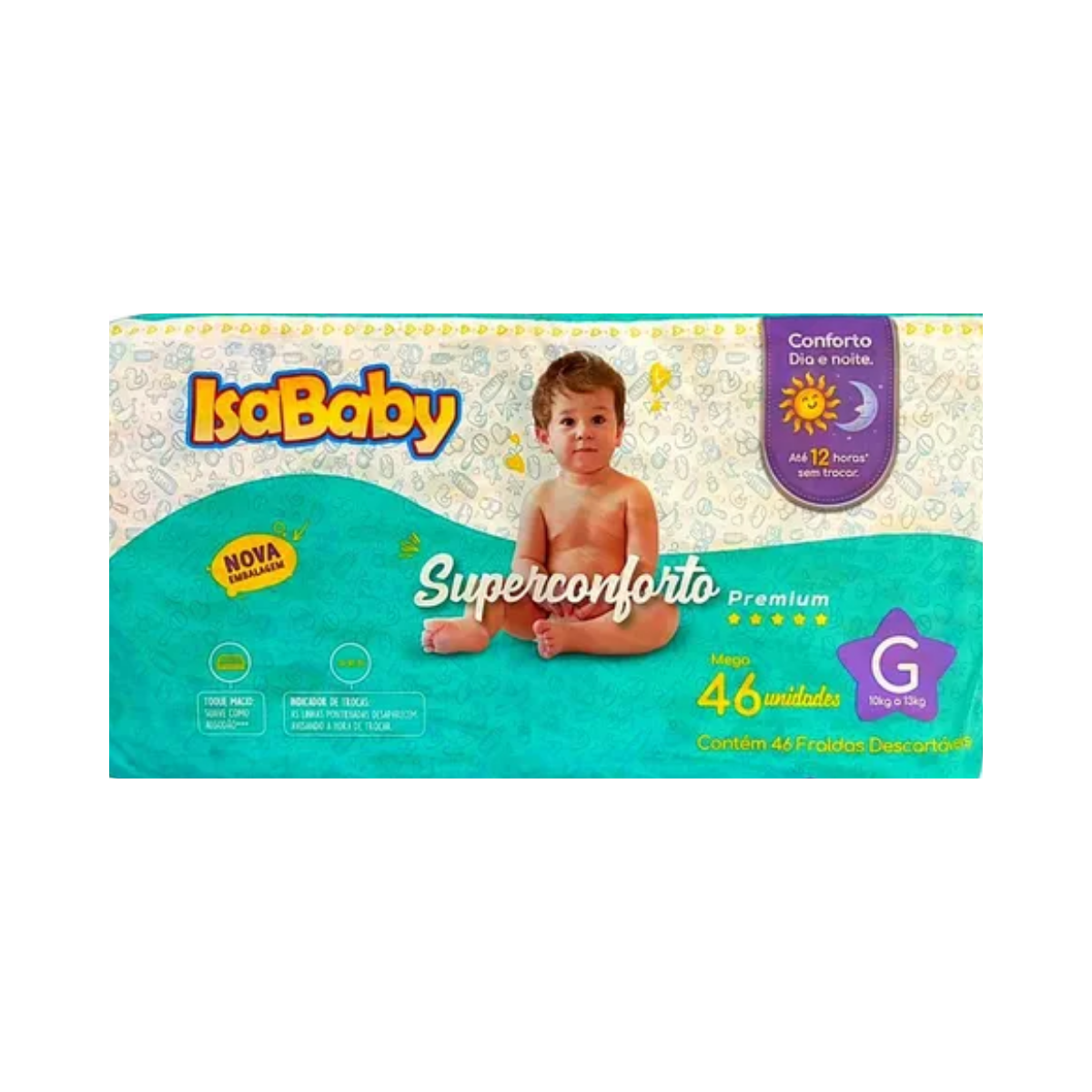 Fralda IsaBaby Premium G, pacote com 46 unidades