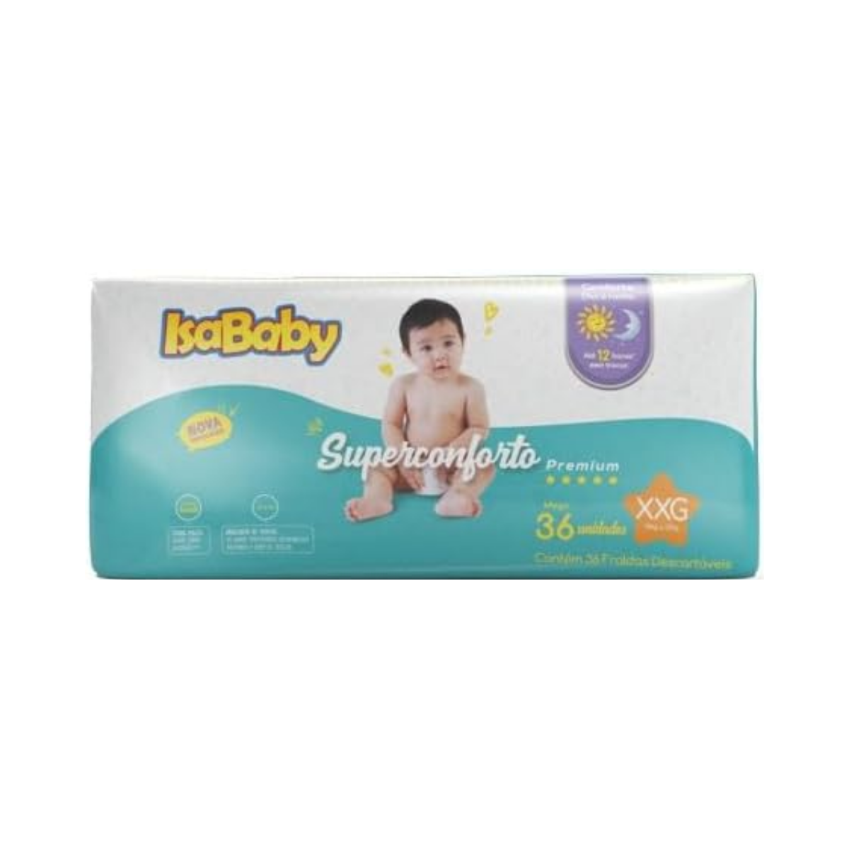 Fralda IsaBaby Premium XXG, pacote com 36 unidades
