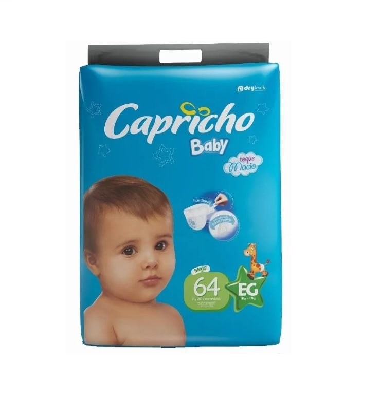 Fraldas Descartaveis Capricho Baby EG 64 Unidades