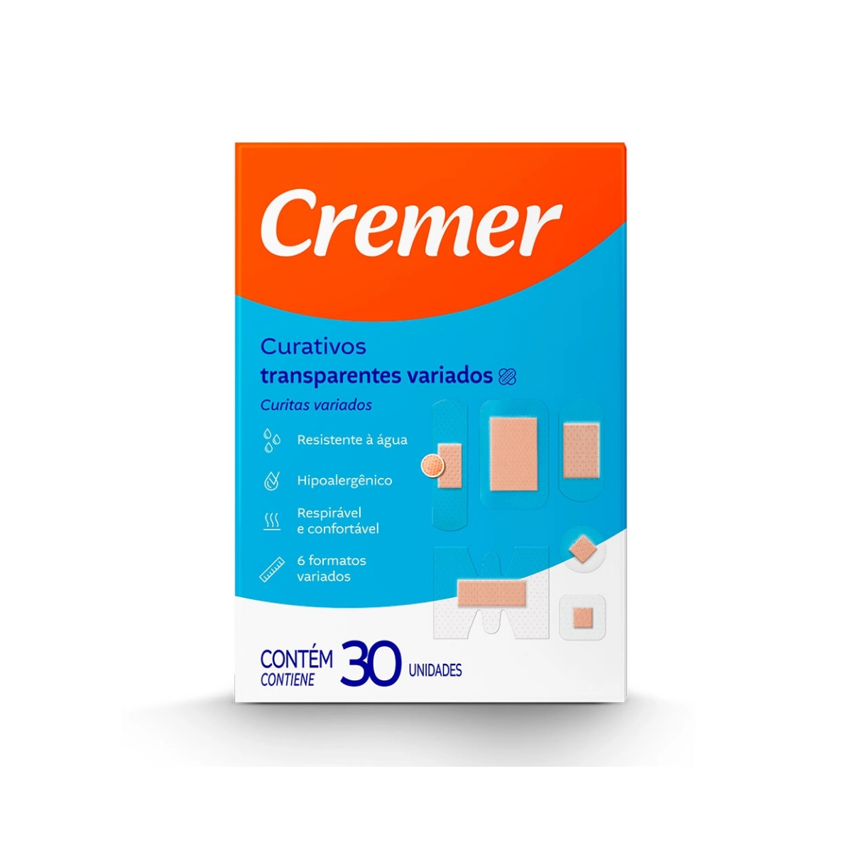 Curativo Cremer Transparente Variados em 6 Formatos 30 Unidades