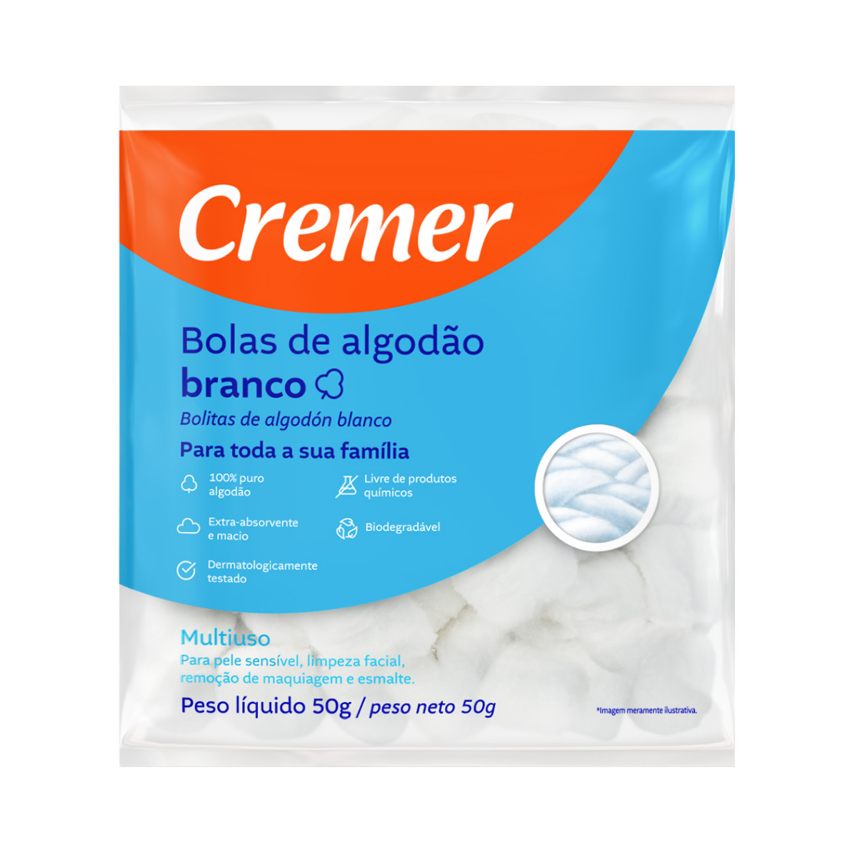 Bolas De Algodão Branco Cremer 50g