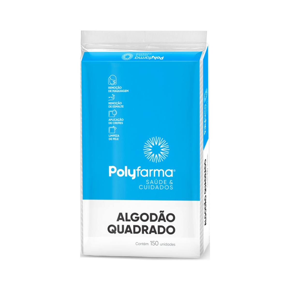 Algodão Quadrado Fileira Dupla Polyfarma 150 Unidade