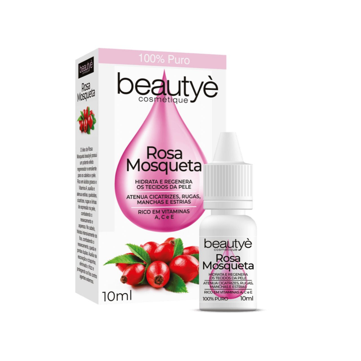 Óleo de Rosa Mosqueta Beauty Cosmétique Capilar e Corporal 10Ml