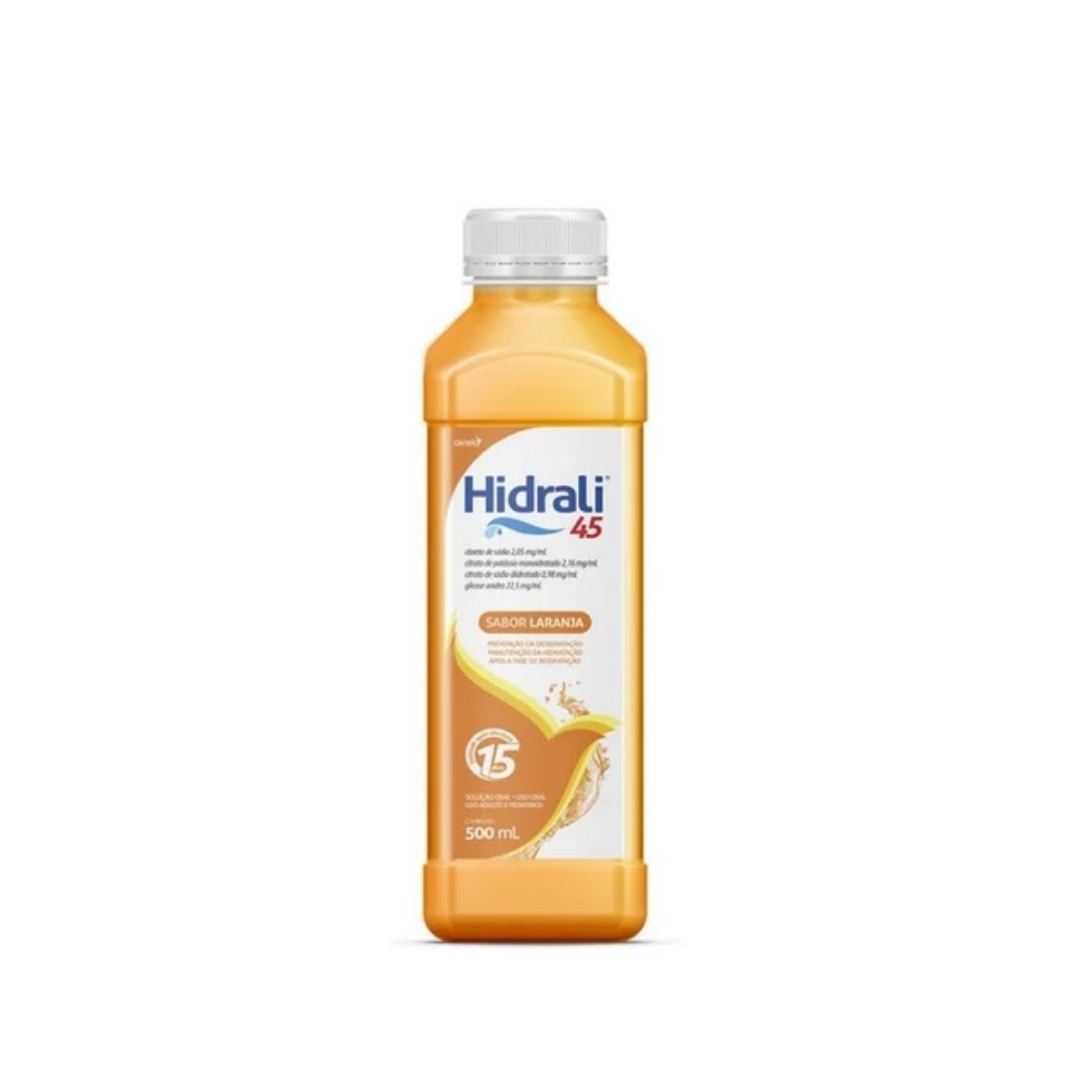 Soro de Reidratacao Hidrali 45 Sabor Laranja 500mL