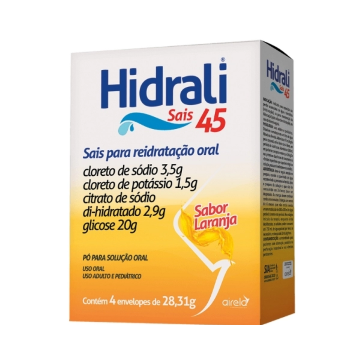Hidrali Sais Sabor Laranja Airela 4 Envelopes