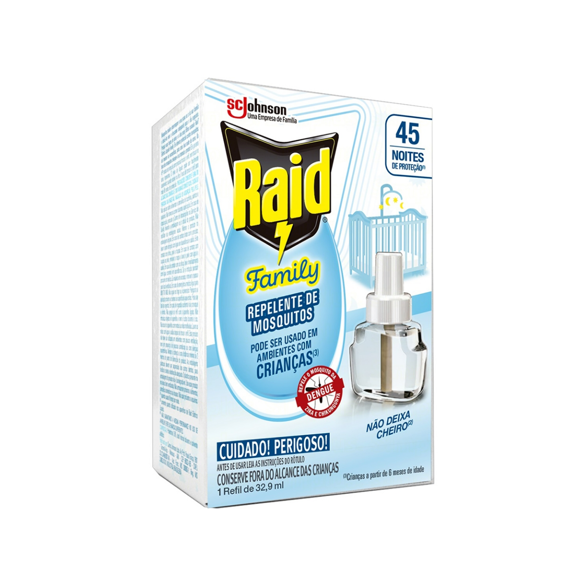Repelente Elétrico Raid Líquido 45 Noites Family Refil