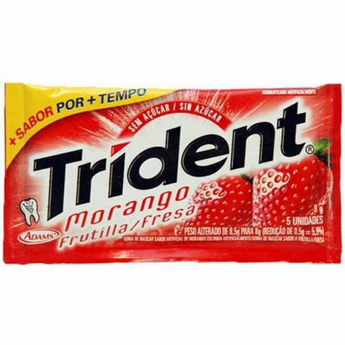 Goma De Mascar Morango Trident 8g 5 Unidades