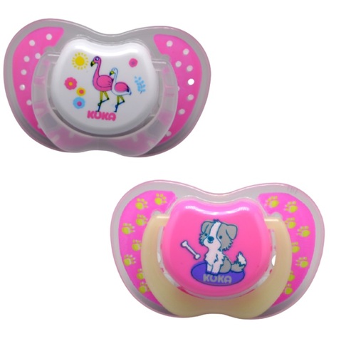 Chupeta Kuka Lumina 0 a 6 meses, night e day, rosa com 2 unidades