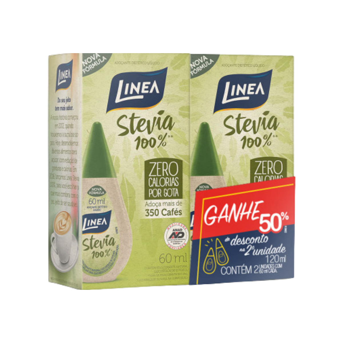 Adocante Linea Stevia Liquido 60ml 50% 2? unidade