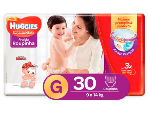 Fralda Roupinha Huggies Supreme Care G, 30 unidades