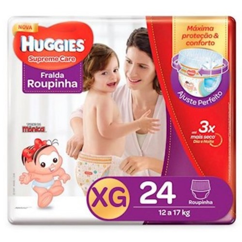 Fralda Roupinha Huggies Supreme Care XG, pacote com 24 unidades
