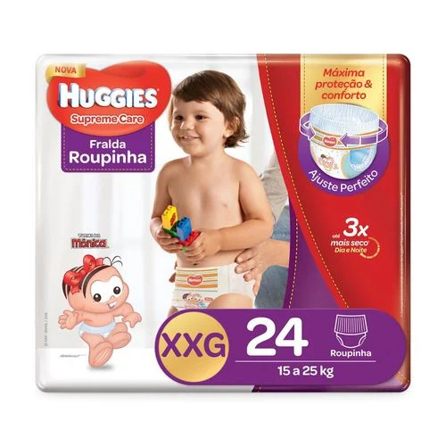 Fralda Roupinha Huggies Supreme Care XXG, pacote com 24 unidades
