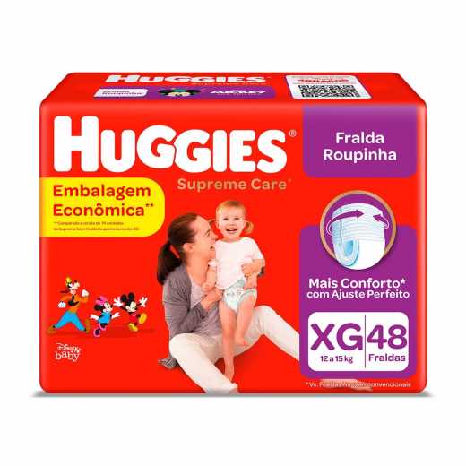 Fralda Roupinha Huggies Supreme Care Tamanho XG 48 unidades