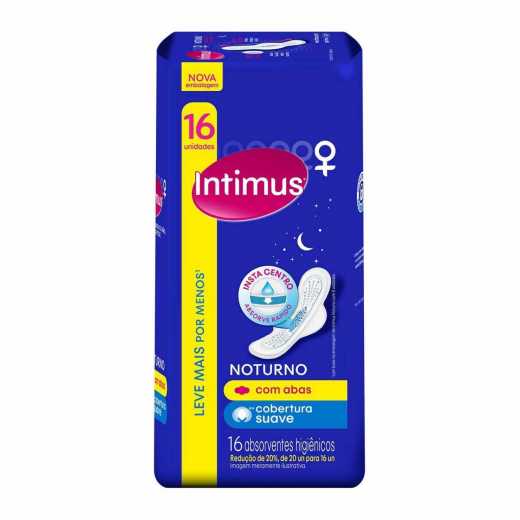 Absorvente Intimus Noturno Suave com Abas 16 Unidades