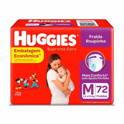 Fralda Roupinha Huggies Supreme Care Tamanho M 72 unidades