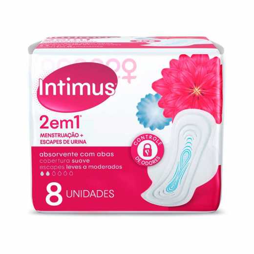 Absorvente Intimus 2 em 1 - com abas, suave 8 unidades