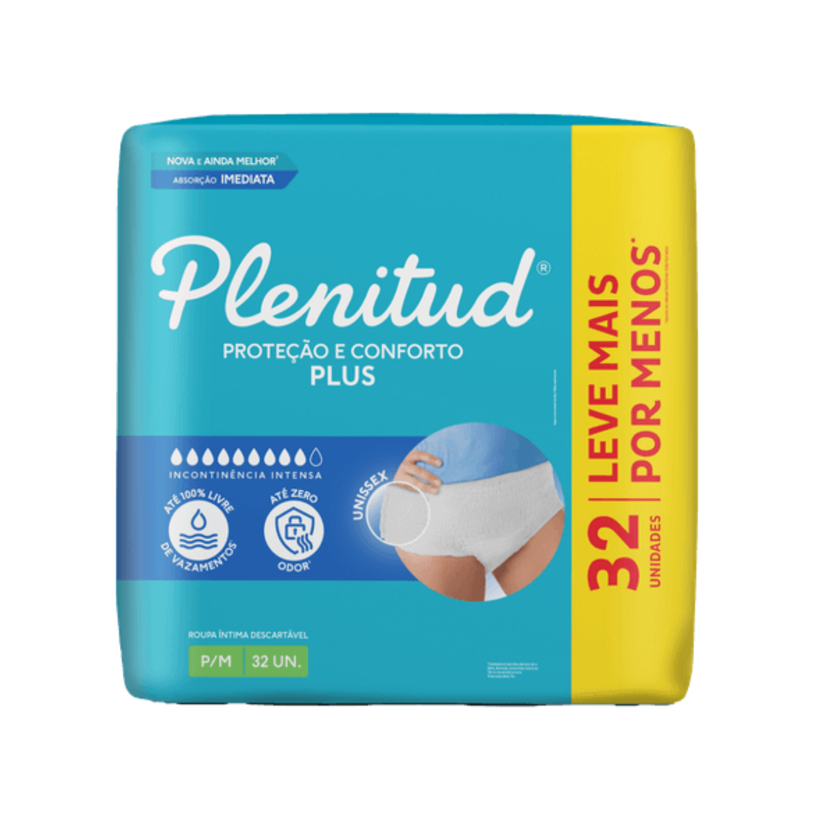 Roupa Íntima Para Incontinência P/M Plenitud 32 Unidades