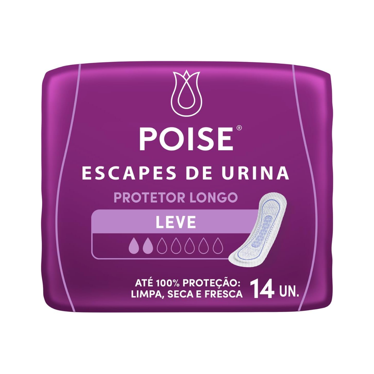 Protetor Diário Para Escapes De Urina Longo Leve Poise 14 Unidades