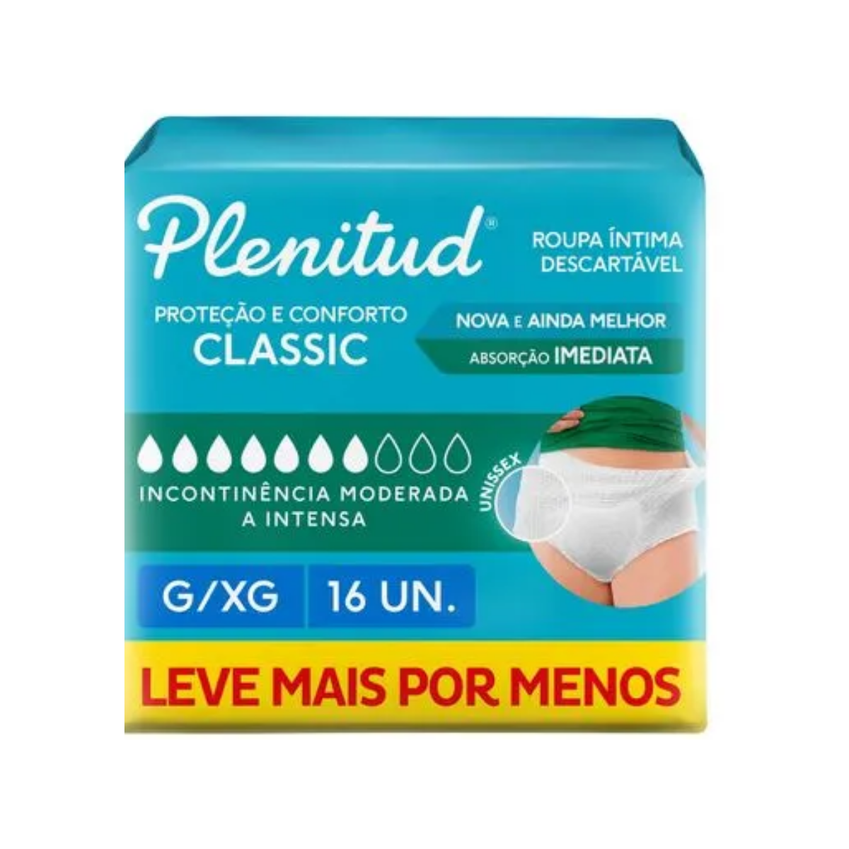 Roupa Intima Descartavel Unissex Classic G/GX Plenitud 16 Unidades